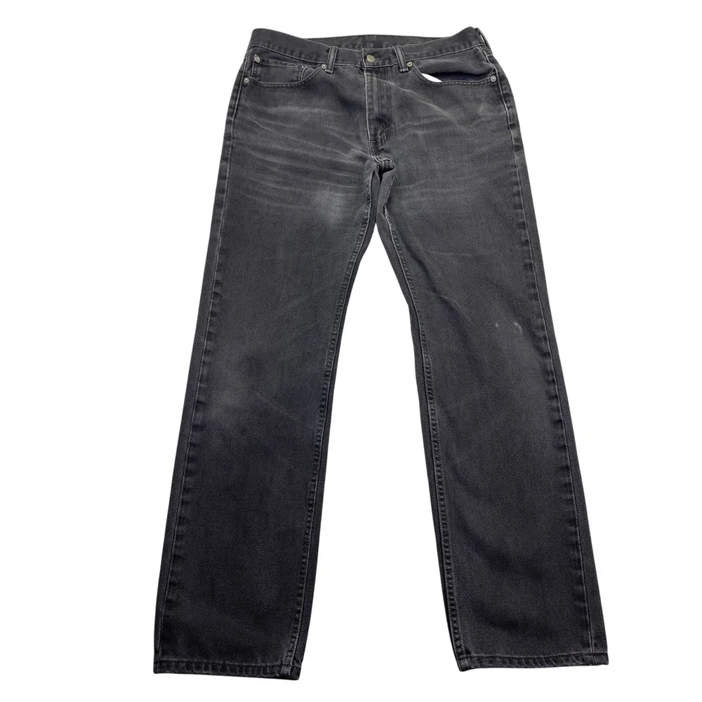 Levis 505 Regular Fit Mens Jeans Faded Black Straight‎ Leg Sz 34 Fits 33